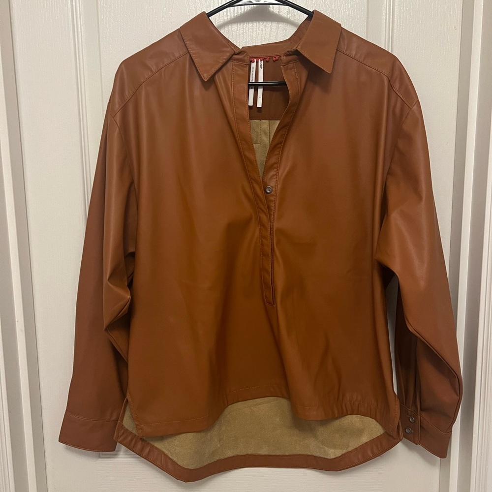 Anthropologie Faux Leather Shirt